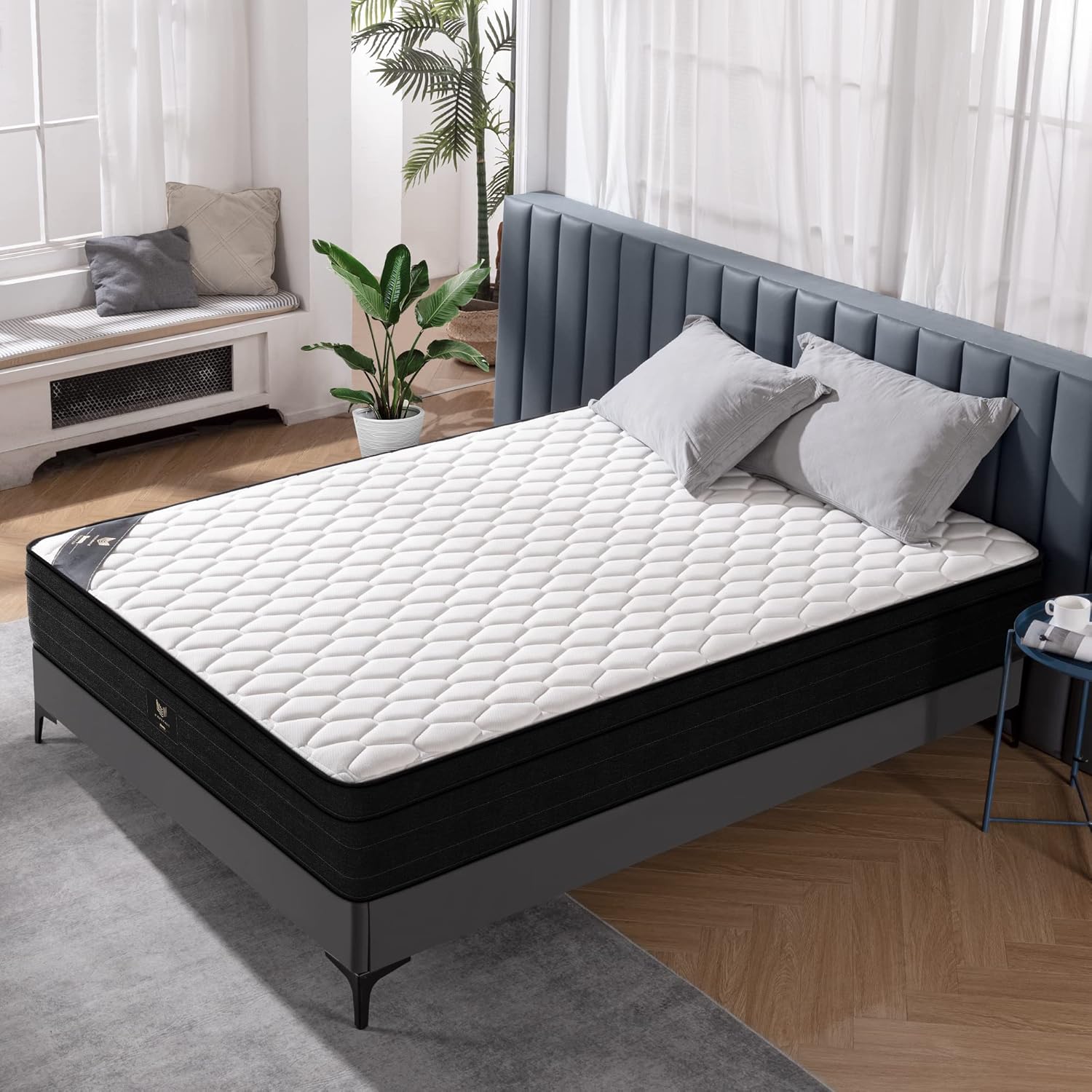 VICTORAGE 12 Inch Hybrid Memory Foam Mattress, BlackForest