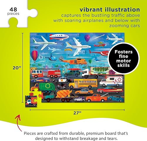 Miniatura 3 de Crocodile Creek - Vehículos superiores + inferiores - Rompecabezas de piso de 48 piezas - para niños a partir de 4 años - Caja resistente para