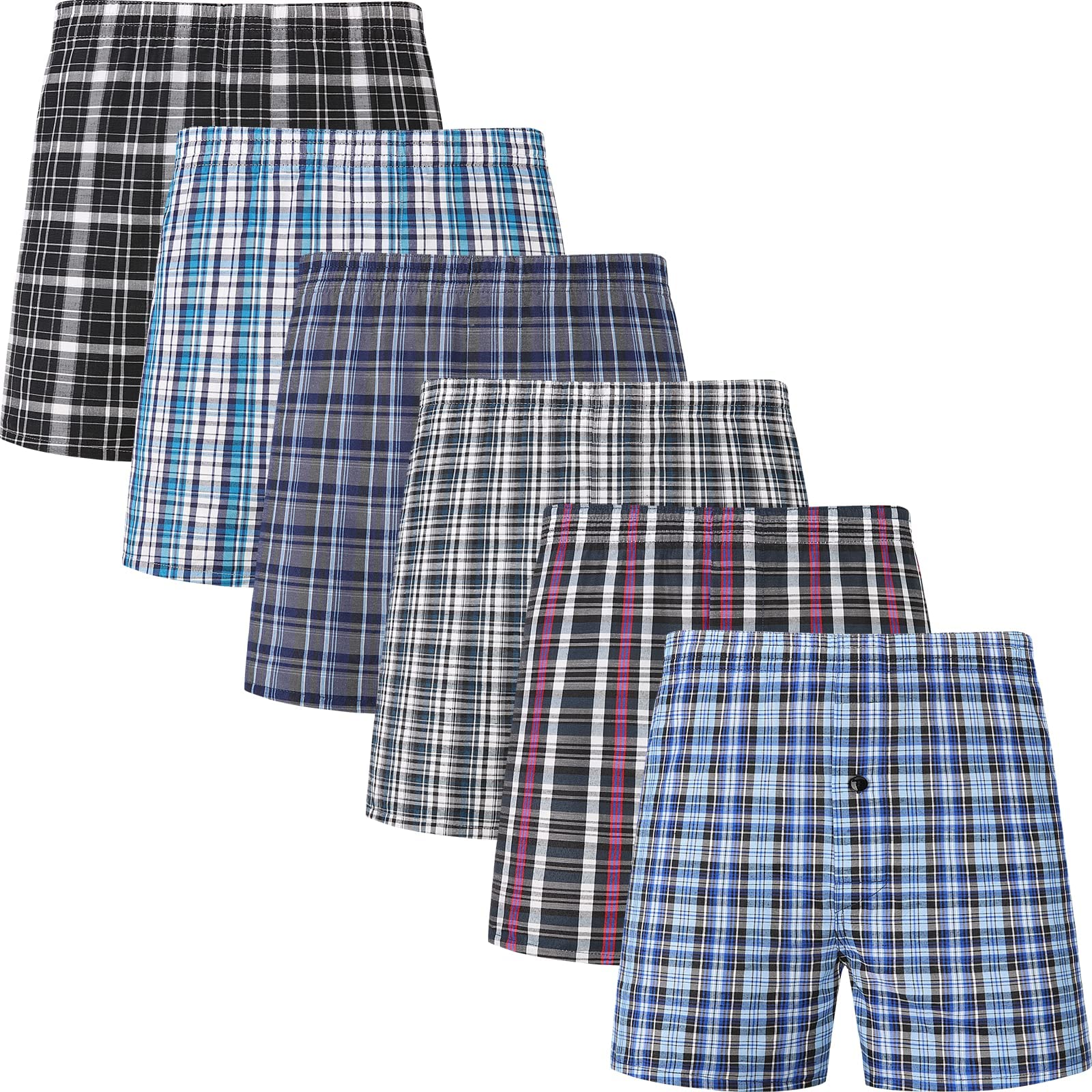JupiterSecret Men's Underwear Woven Boxers for Men Pack Cotton Boxer Shorts Elastic Waistband