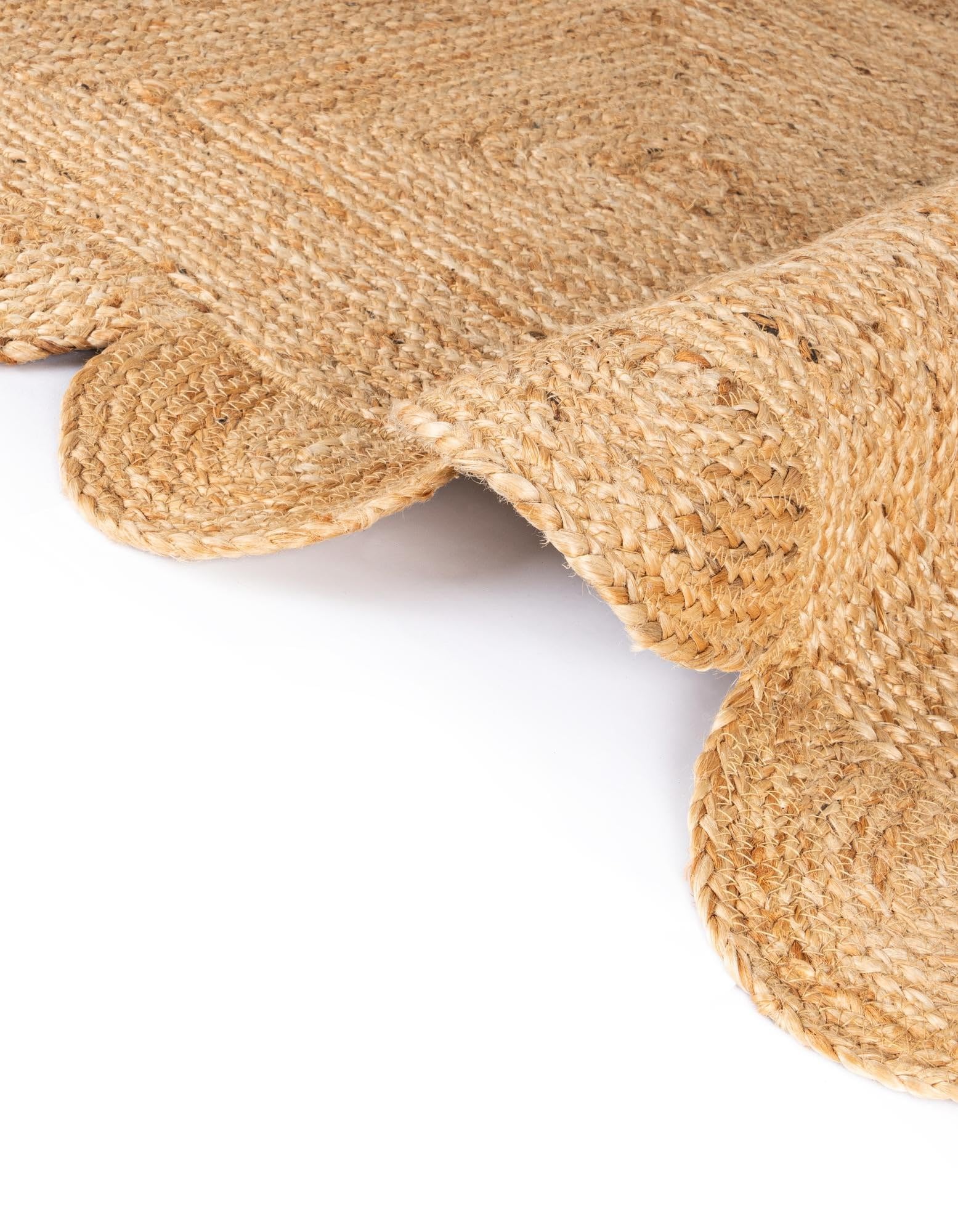 Tapis indien en jute naturelle tressée, faite à la main, motif festonné, pour salle à manger, chambre à coucher, salon, paillasson rond, 180 x 180 cm