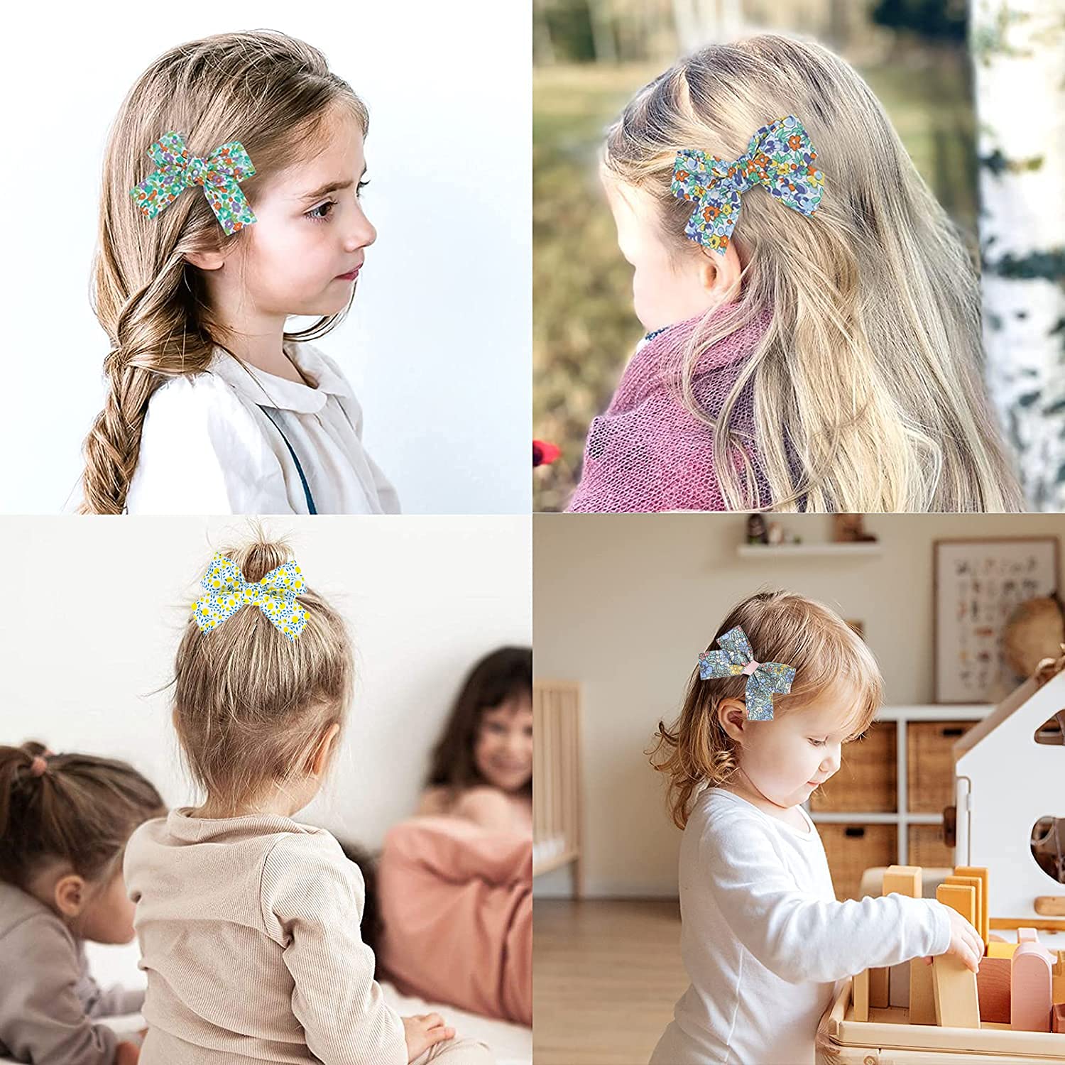 Combo of 13 pcs Printed Bow Hair Clips