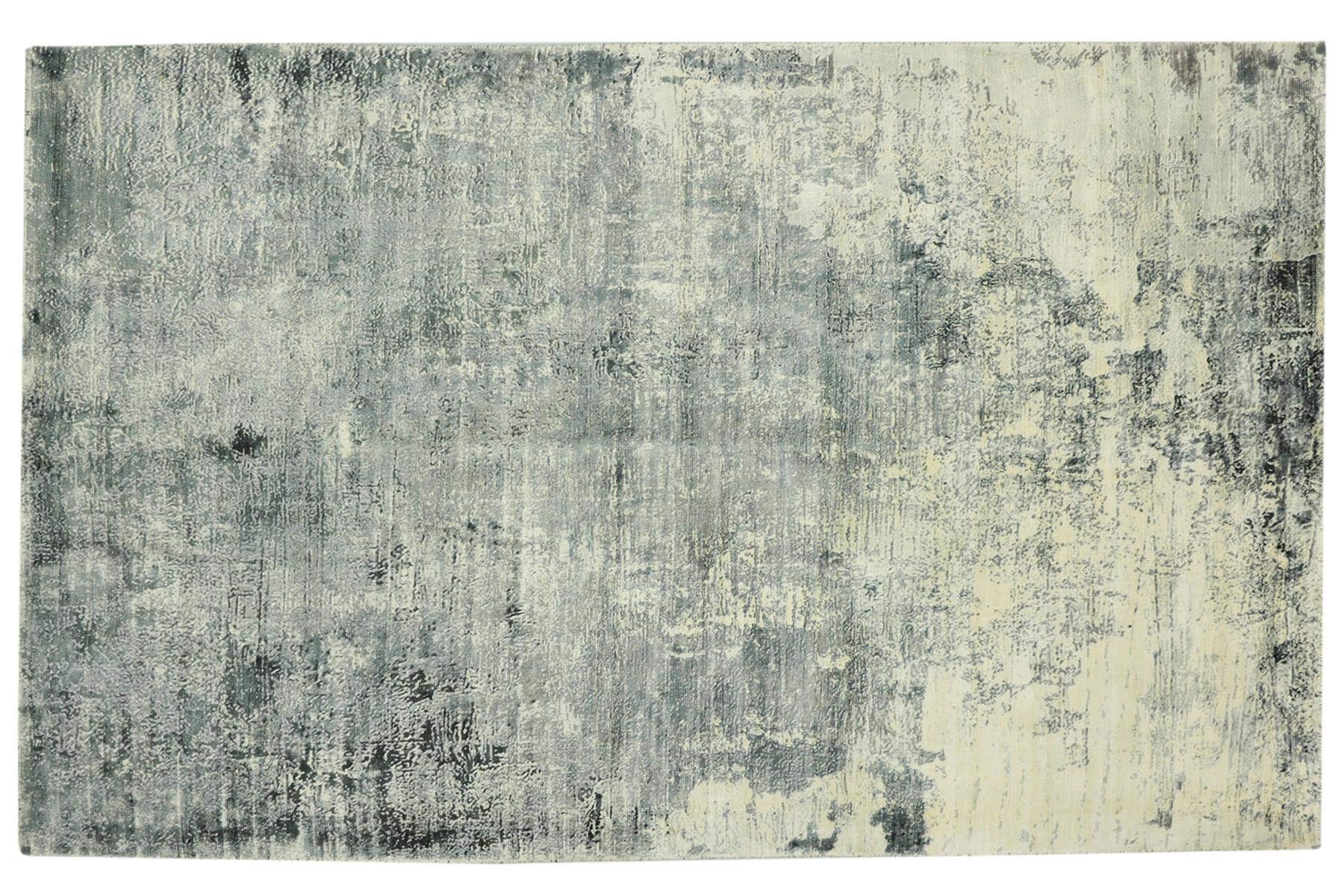 Tapis en soie de bambou gris abstrait pour salon moderne