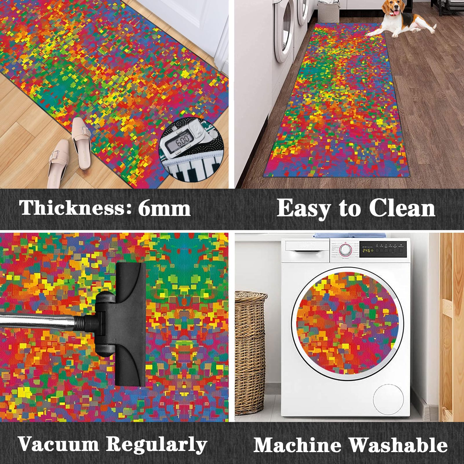 Tapis de Passage 110 x 250 cm Tapis de Couloir Tapis Cuisine Antidérapant Lavable Tapis de Porte d'intérieur et d'extérieur Tapis de Sol Paillasson Tapis de Cuisine Devant ​Evier Tapis Couloir Long