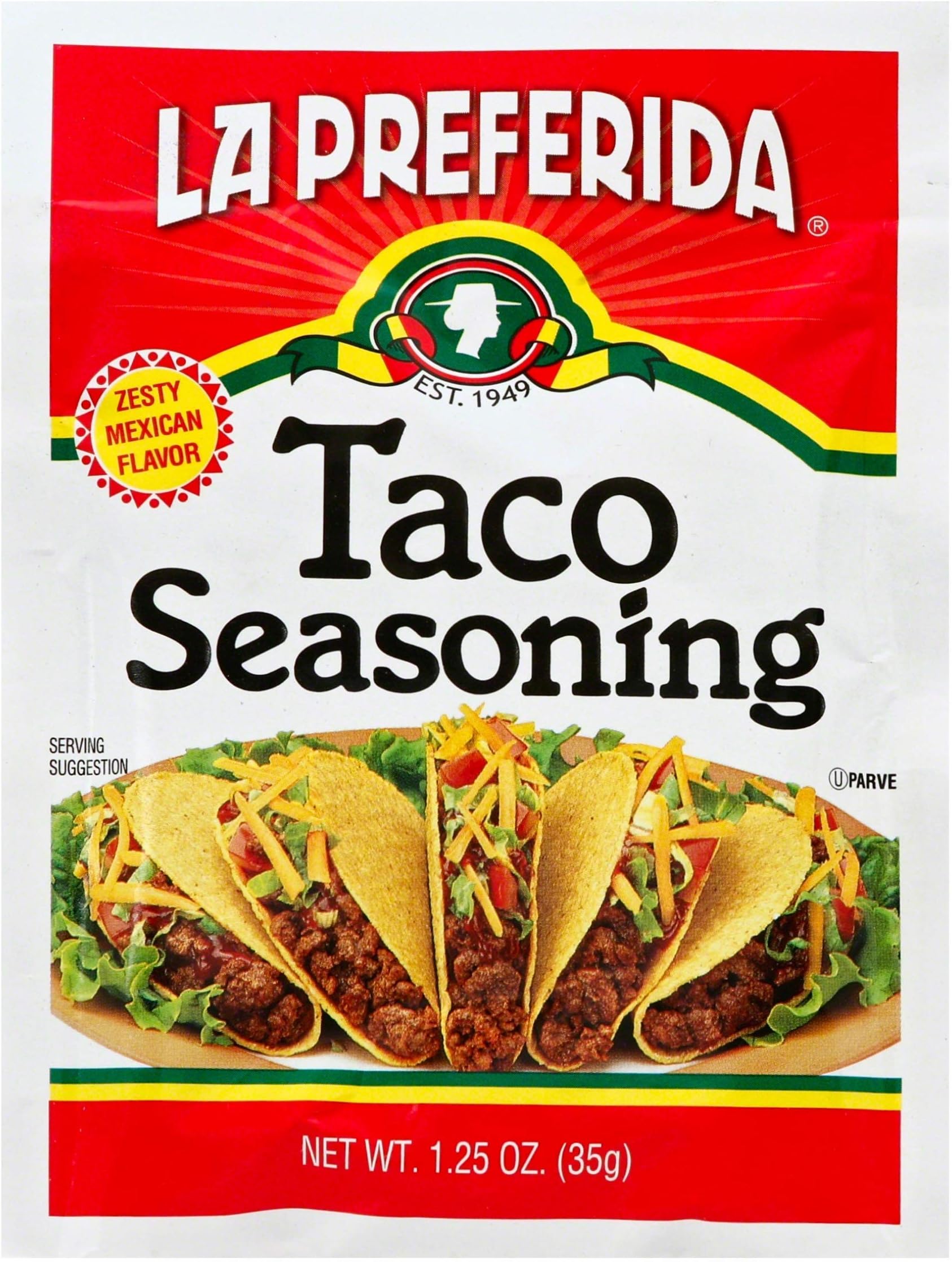 La Preferida Authentic Taco Seasoning Mix - Bold Flavor, Versatile Spice blend for Wings, Burgers, Soups, Dips & more, 1.25 oz (Pack of 24)