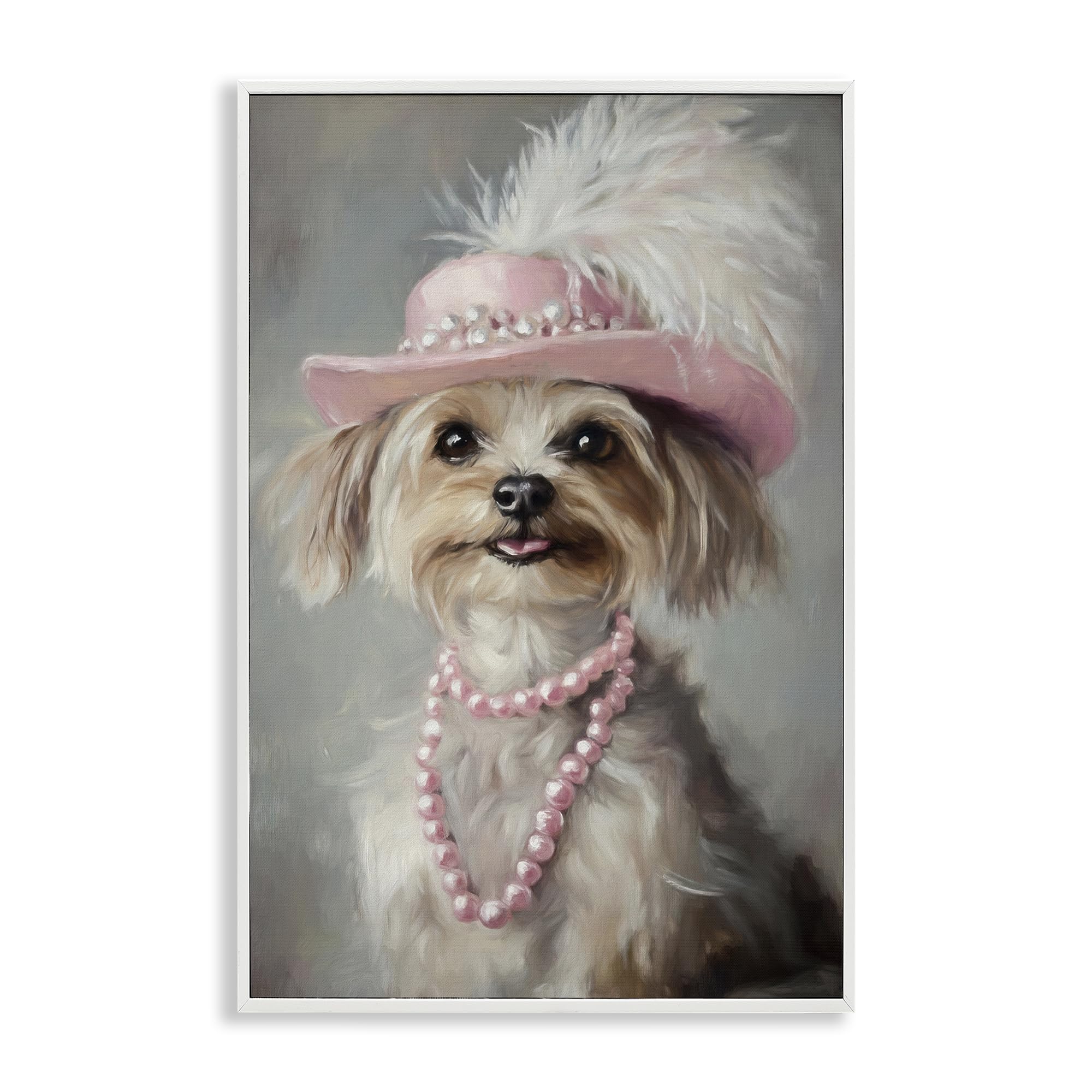 Stupell Industries 'Lady Yorkie Portrait', Framed Giclee Art, White, 12 x 18 Inches, Easy to Hang and Sturdy, Made in USA, by Tina LeCour