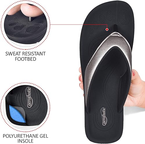 Miniatura 6 de AEROTHOTIC Women's Comfortable Arch Support Summer Orthotic Flip Flops Sandals