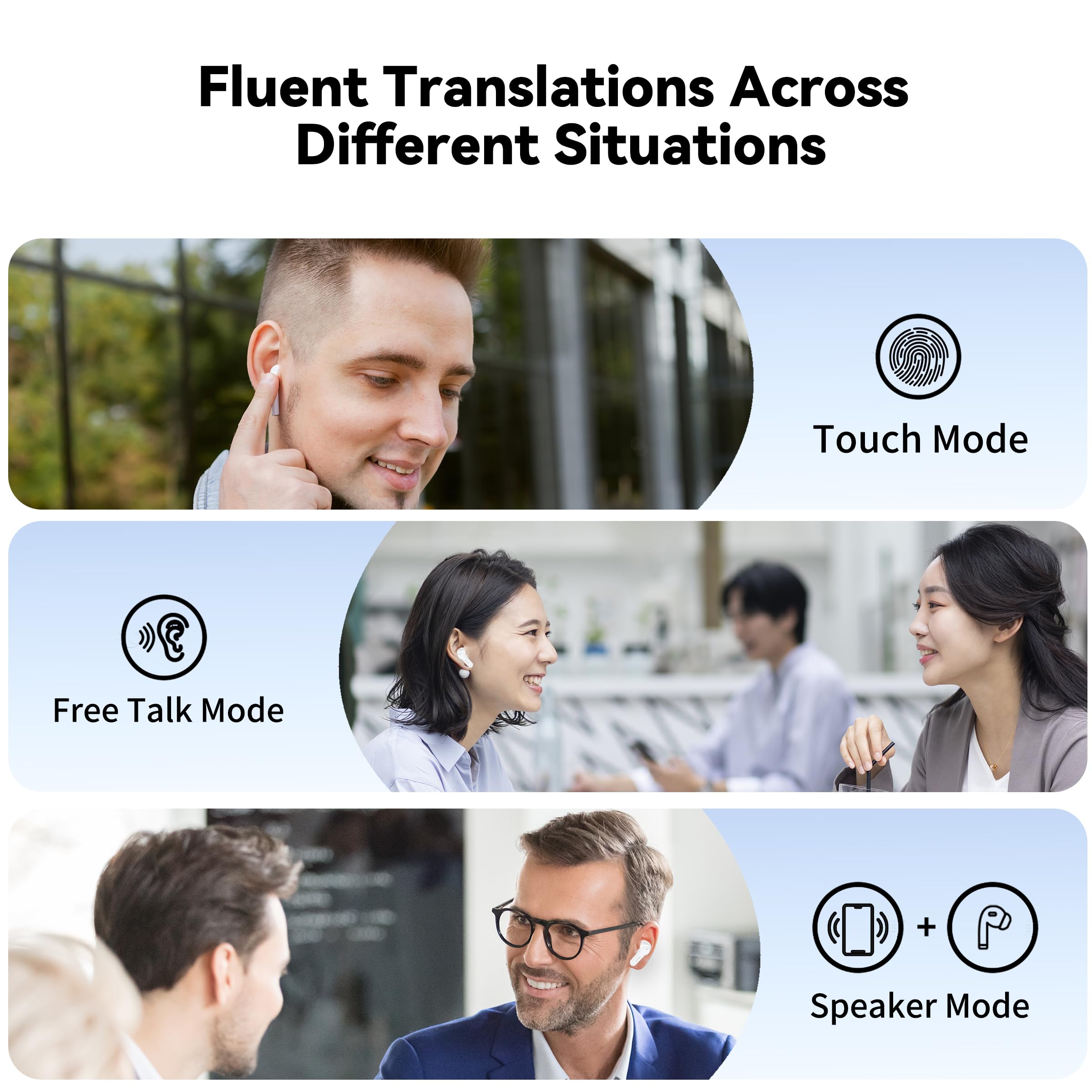 Wooask M3 Traduttore Auricolari Traduzione Istantanea Traduttore Lingua Dispositivo Supporto 74 Lingue e 70 Accents (con Pacchetto Offline)