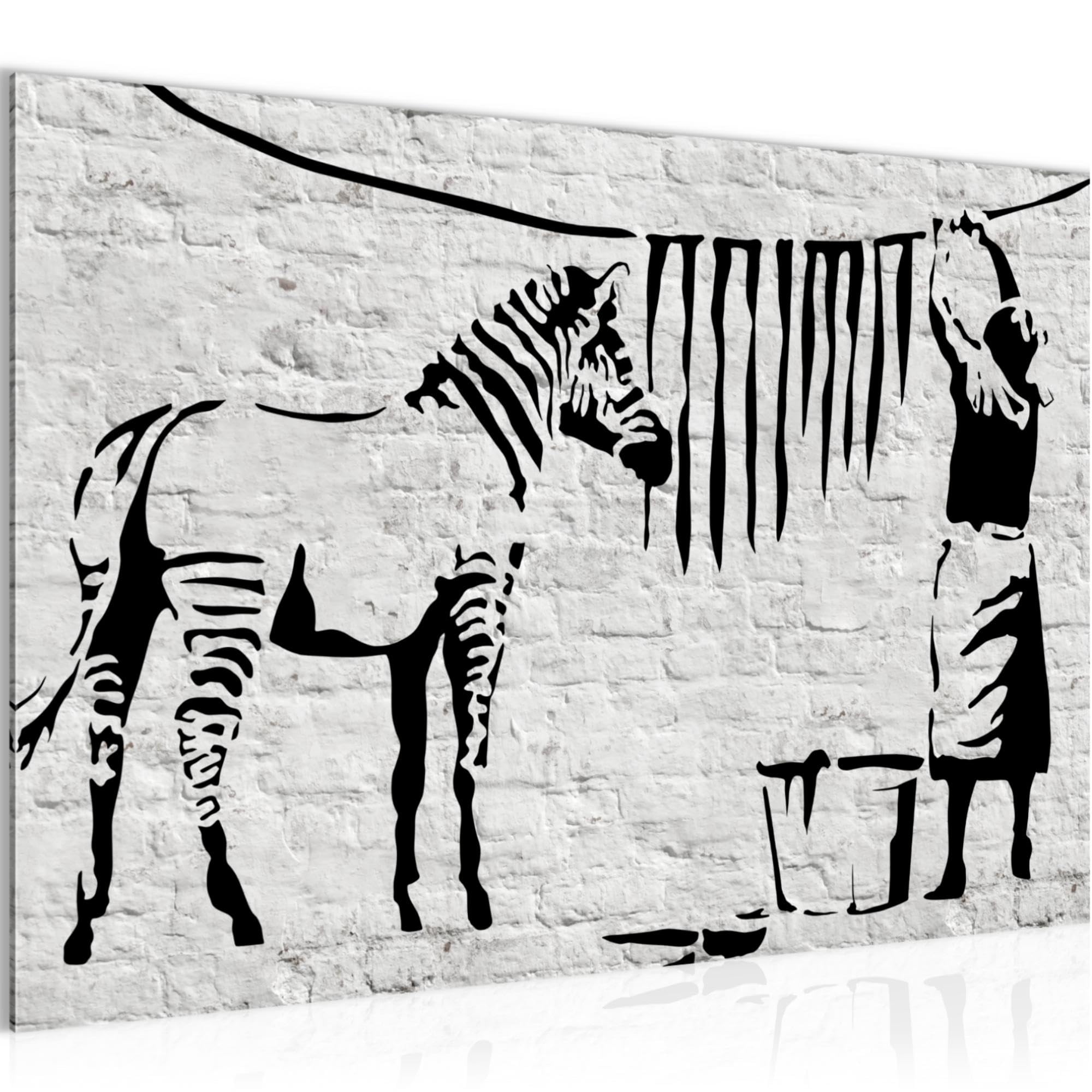 Runa Art Zebra Wall Picture Washing - Modern Canvas - 100% Made In Germany - Hall 303215A