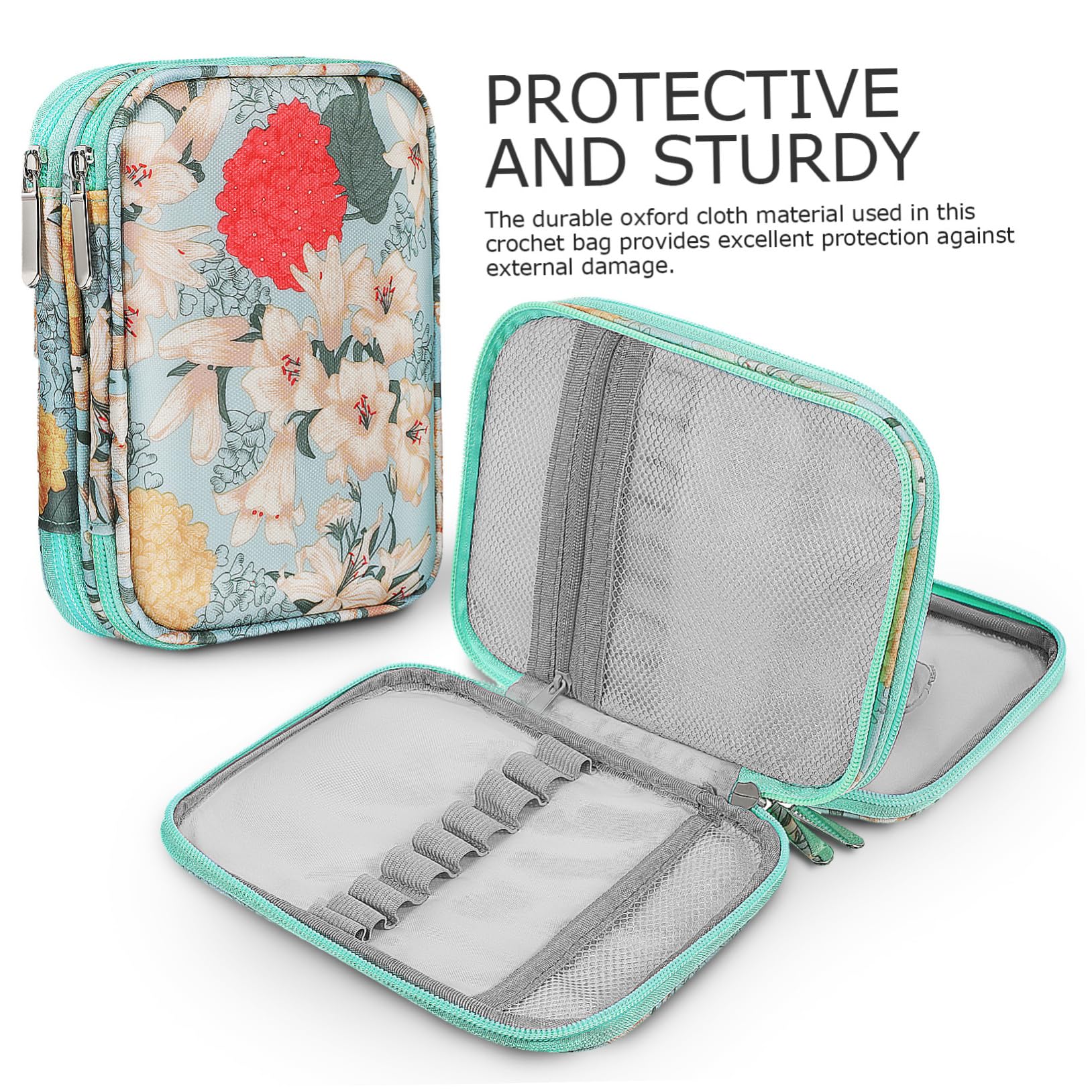 STOBOK 2piezas Estuche De De Ganchillo Diseño Floral Bolsa Organizadora De Almacenamiento Funda Portátil Para Accesorios De Crochet y Punto De