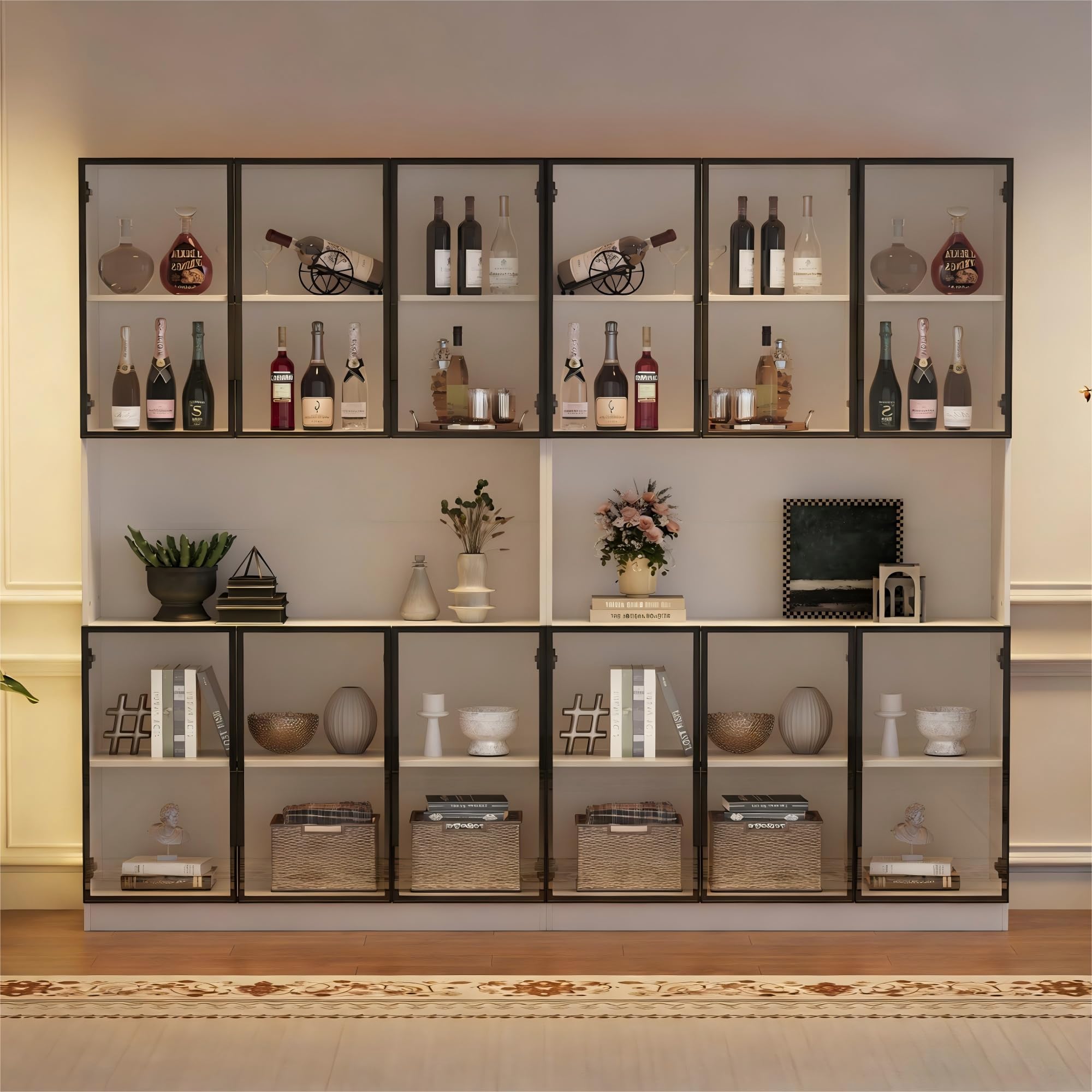 Generisch Vitrina de pie blanca de 240 cm con 12 puertas de cristal y control por aplicación
