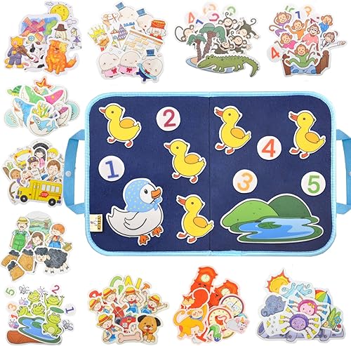 Miniatura 7 de CHEFAN Paquete de 12 historias de tablero de fieltro, cuentos de franela de cuento de hadas con una tabla plegable para actividades preescolares,