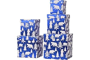 PAPER FAIR 5PCS Christmas Nesting Gift Boxes with Lid, Xmas Nested Box...