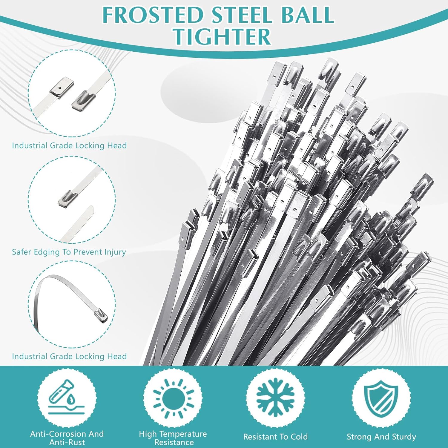 LEIFIDE 500 Pcs Metal Zip Ties 304 Stainless Steel Zip Ties Heavy Duty Self Locking 220 Pound Tensile Strength Cable Suitable for Exhaust Wrapping Fence Outdoor Workshop Canopy(19.7 Inch)