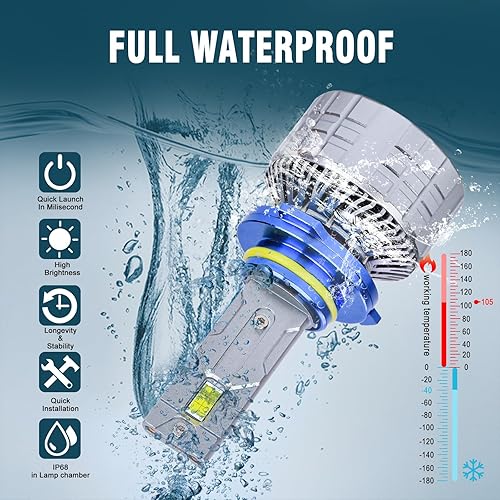 Miniatura 5 de GGTV Bombillas LED 9005HB3 para faros delanteros, 150 W, 30000 lúmenes, faros LED brillantes, 6500 K, blanco frío, kit de conversión de faros