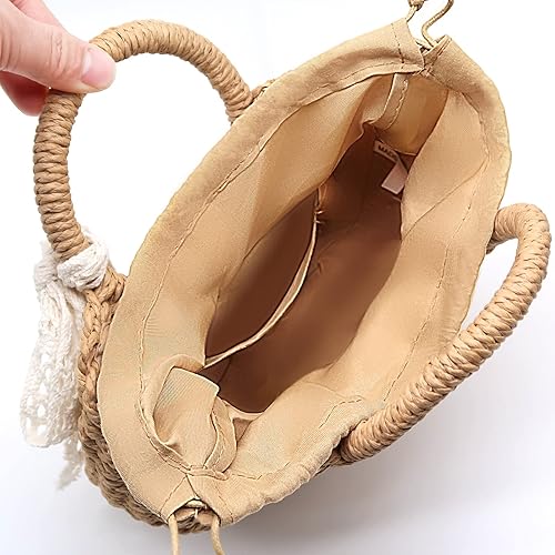 Miniatura 4 de Bolso de mano de paja con asa superior, bolsa de paja de ratán, bolsa de hombro para playa de verano, bolsa de viaje para playa