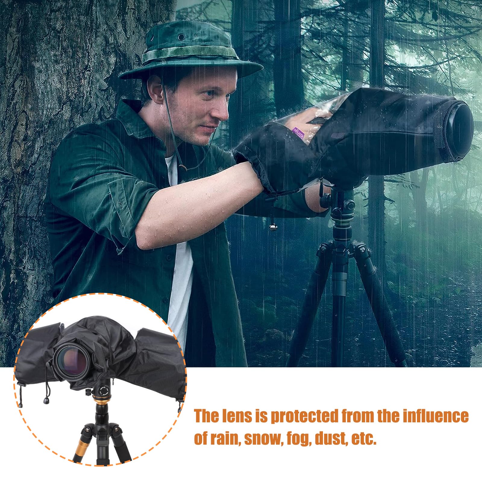 Copertura antipioggia per Copertura Antipioggia Per Fotocamera, Protezione Impermeabile Per Fotocamera Per Fotocamere Reflex Digitali Con Un Obiettivo Fino A 22 Cm Di Lunghezza