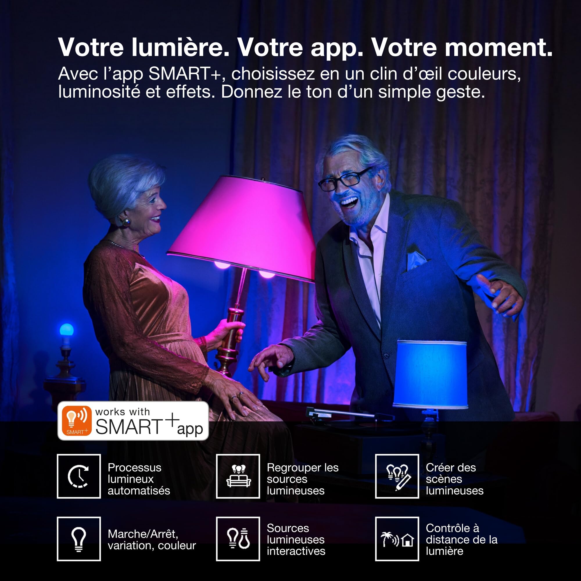 Osram SMART+ Spot LED RGB PAR15 (lot de 5, GU10, 5W) – RGB + blanc chaud à froid – contrôle intelligent – Matter via Wi-Fi – Alexa, Google, Apple | , Lot de 5 ampoules LED, 50 Millimetres de diamètre, 2 0000 heures