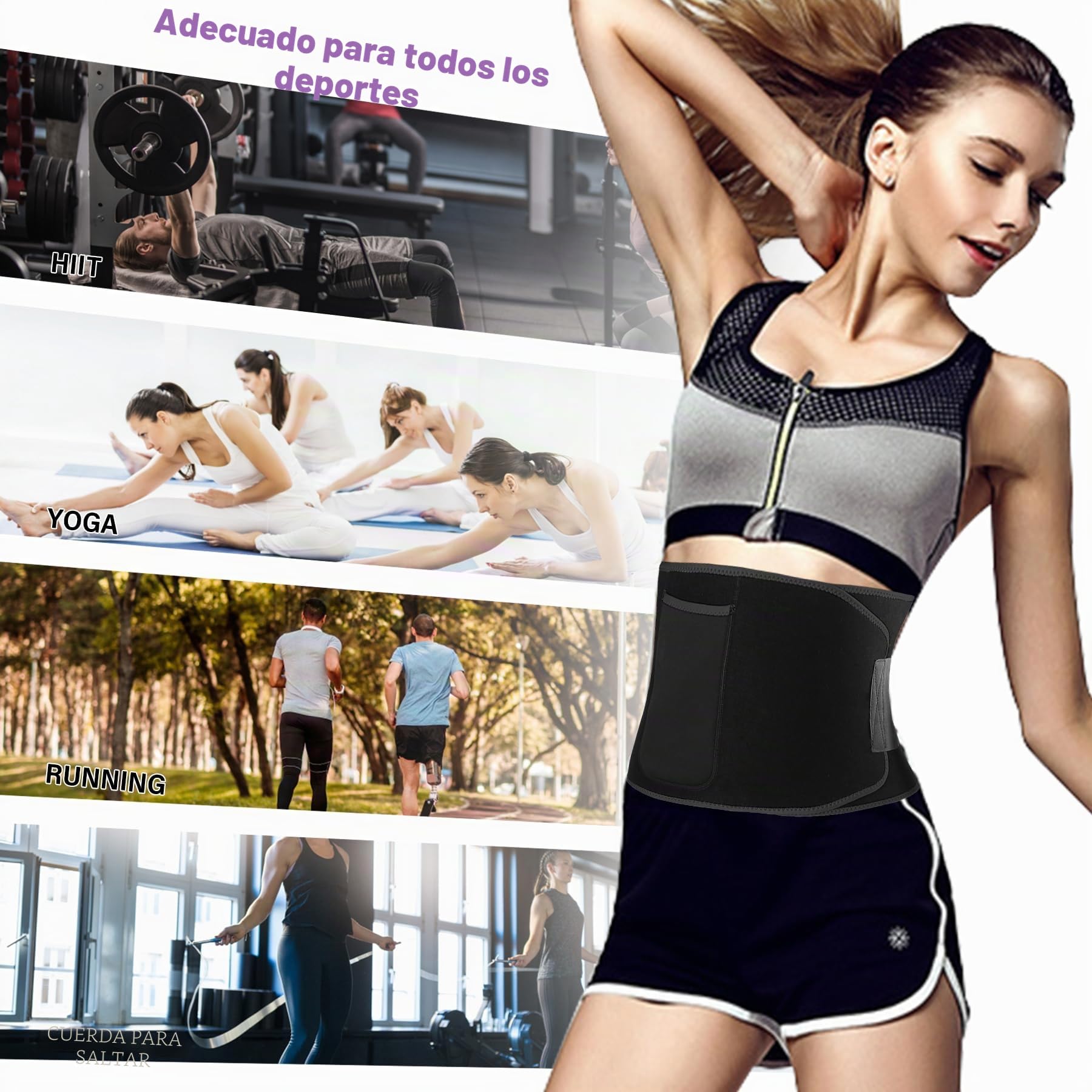 LUZOON Faja Reductora Mujer y Hombre, Fajas Reductoras Adelgazantes para Gimnasio de Neopreno, Cinturón Lumbar Abdominal para Fitness y Deporte