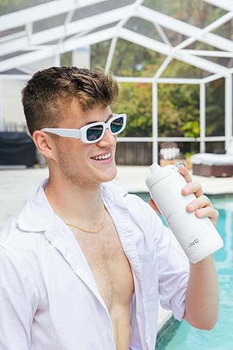 Miniatura 143 de Ello Cooper - Botella de agua de acero inoxidable de 22 onzas con 2 tapas, una de chupito y otra con popote | A prueba de fugas, doble pared y