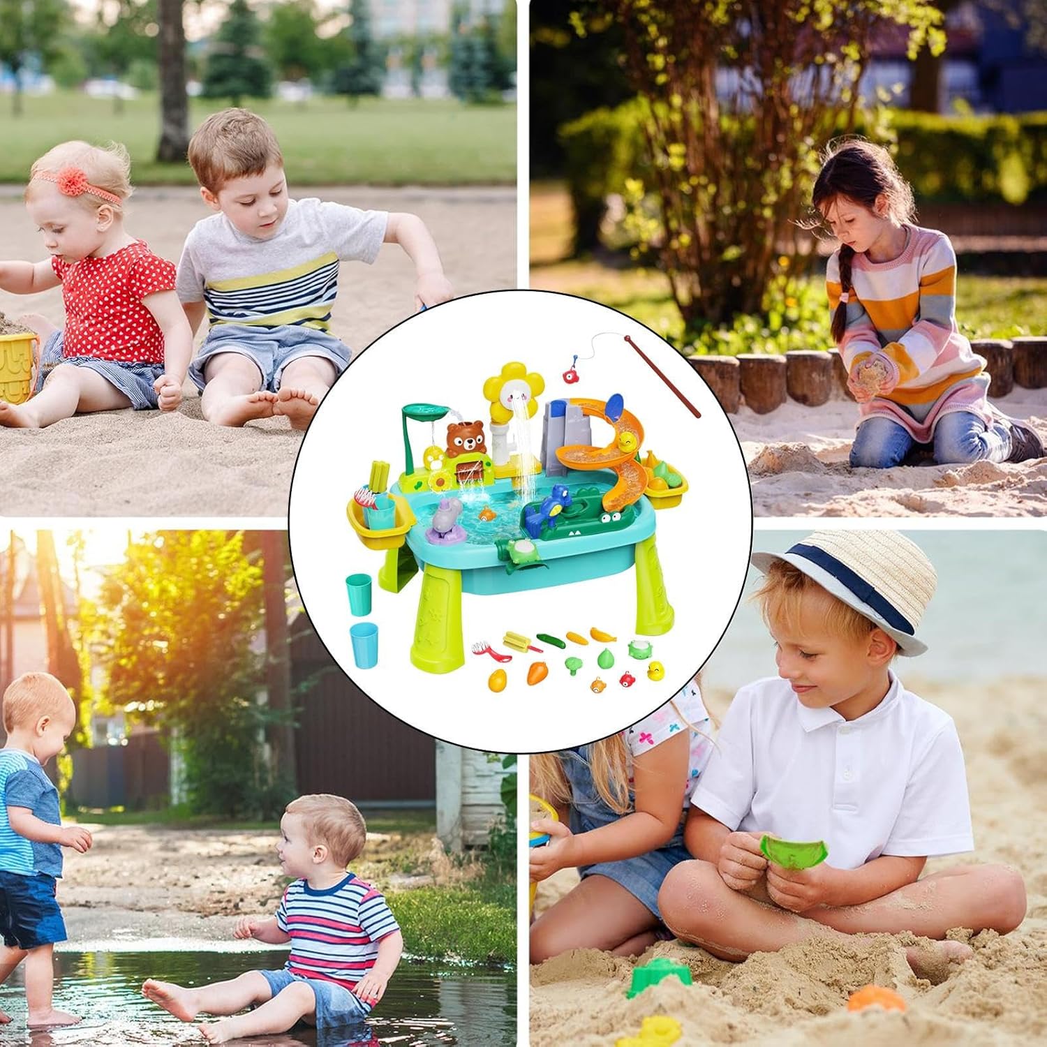 屋外 水遊び テーブル - ポンプ付きキッチンセット玩具 幼児向け | 知育玩具 感覚遊び 幼児 子供 男の子 女の子 赤ちゃん 屋