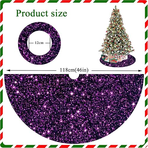 Miniatura 103 de Falda negra para árbol de Navidad de 46 pulgadas, falda de árbol de lentejuelas de terciopelo para árboles grandes, falda de árbol de Navidad