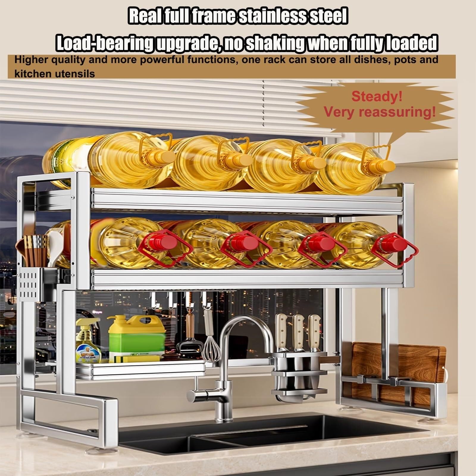 Rejilla for secar platos extra grande multifuncional escurreplatos | Escurreplatos grandes for encimera de cocina de acero inoxidable