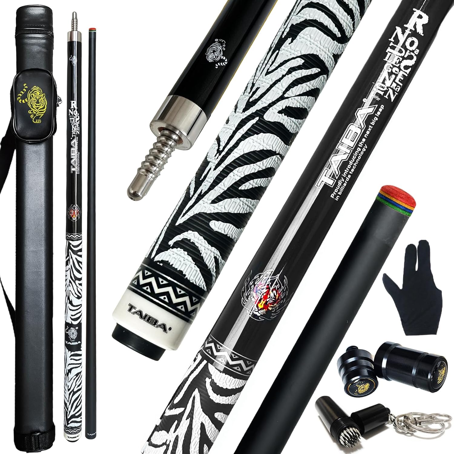 Tai ba cues 2-Piece Pool Stick Linen Wrap, 13mm Multilayer Leather Tip, 58", Hardwood Canadian Maple Professional Billiard Pool Cue Stick 18, 19, 20, 21 Oz (Selectable)