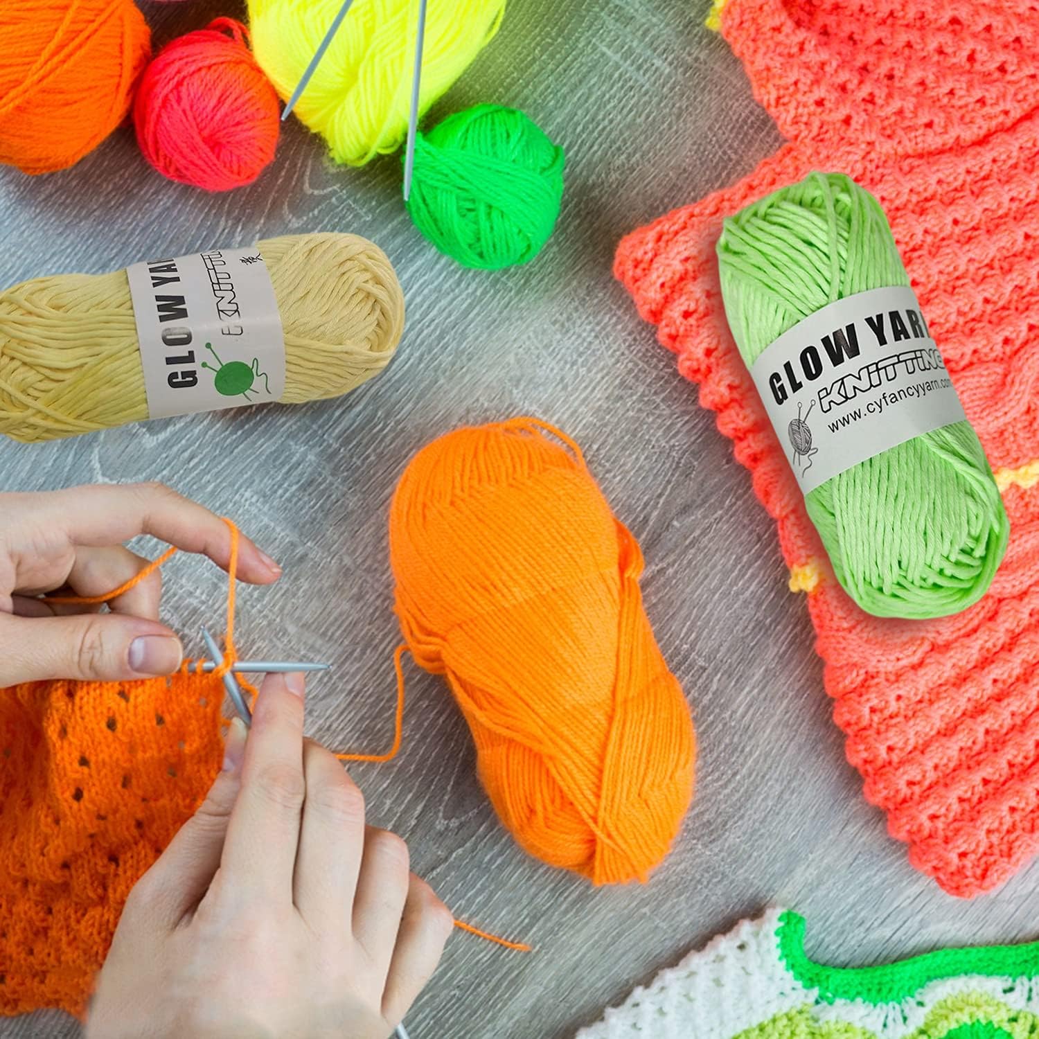 5 Rolls Glow in The Dark Yarn for Crochet, 55 Yards Luminous Yarn for Knitting for Beginners Party Supplies & DIY Arts Crafts Sewing Supplies (Pink)