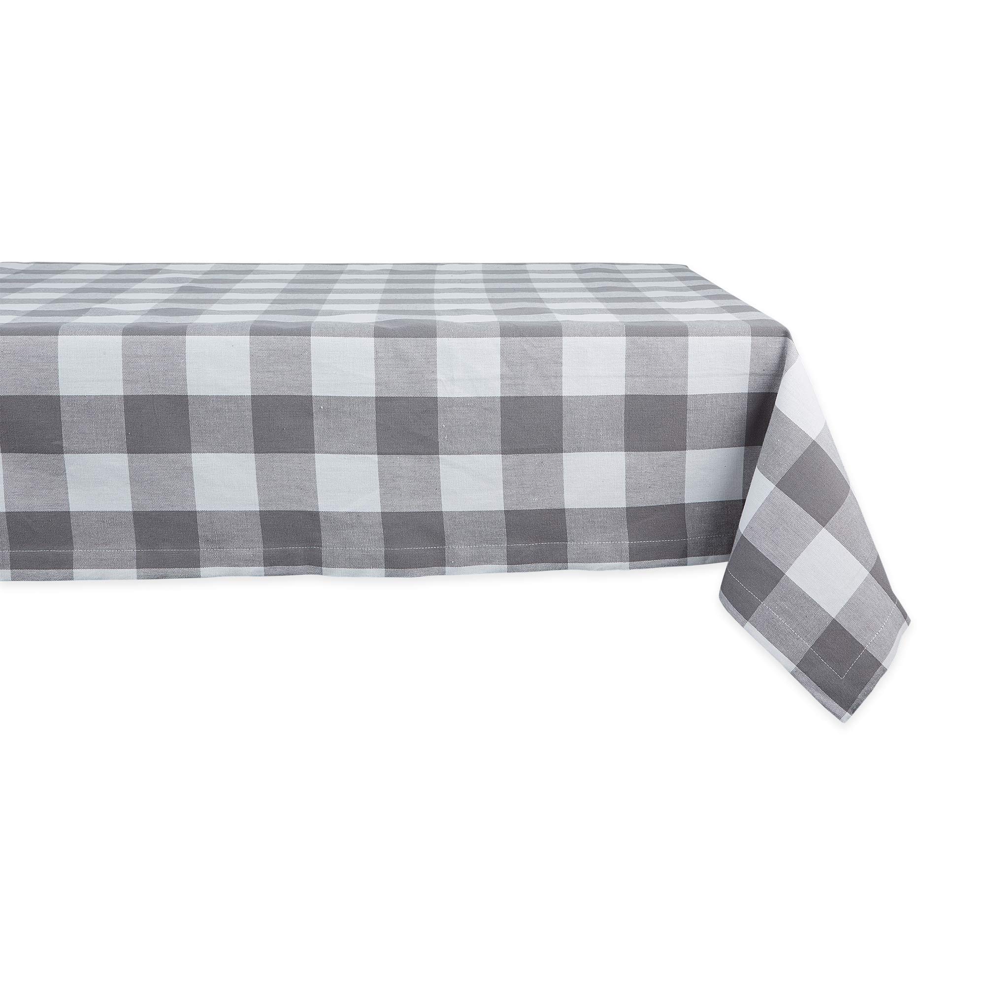 DII Buffalo Check Collection, Classic Farmhouse Tablecloth, Tablecloth, 60x120, Gray & White