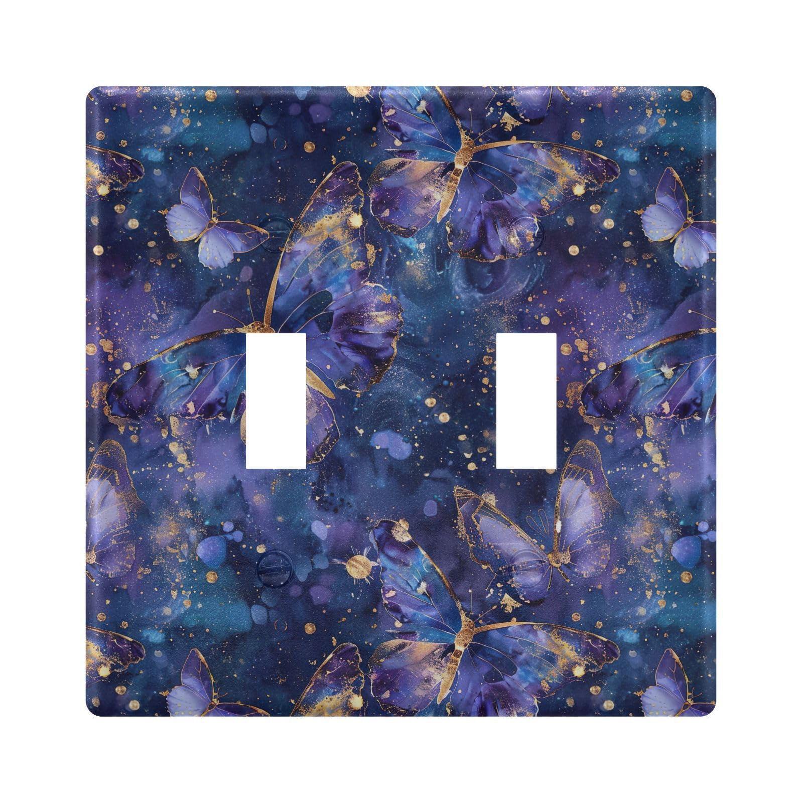UMIRIKO Blue Purple Gold Galaxy Butterfly Light Switch Cover Plate Covers Decorative Double Toggle Home Decor 202b5849