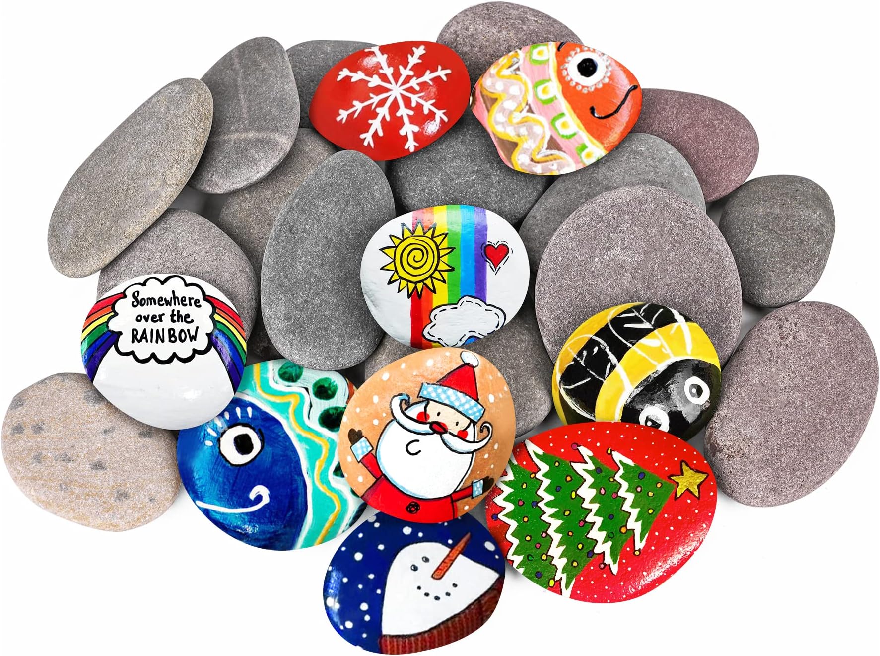dojobkinb River Rocks for Painting 25 Pcs Large 2-3 Inch Flat Smooth Painting Stones Craft Rock to Paint for Kids Crafts Painting Bulk