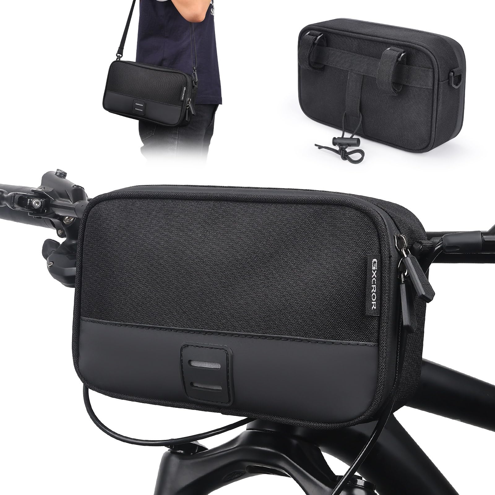 GXCROR Borsa da manubrio per bicicletta, borsa anteriore Magic Tape