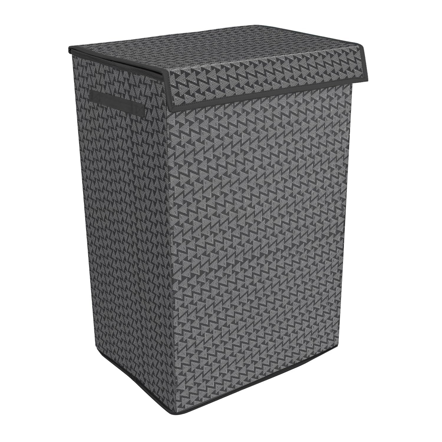 Double R Bags Foldable Laundry Basket with Lid & Handle – 75L Non-Woven Cloth Storage Organizer, Moisture-Proof & Space-Saving Hamper (57x30x42 cm, DR Black, 1 Compartment, Pack of 1)