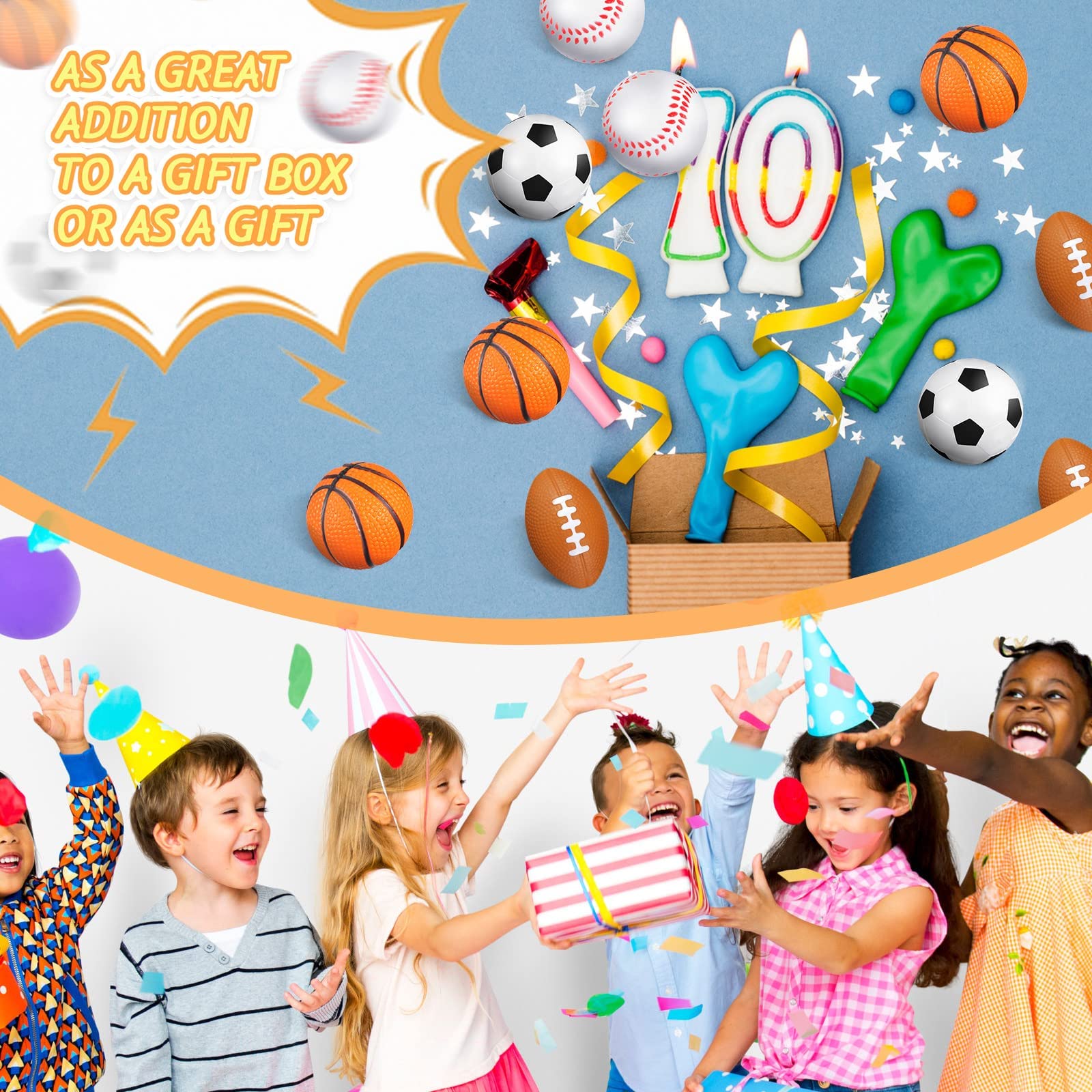 Civaner 100 Pieces Mini Stress Balls Sports Foam Balls Bouncy Foam ...