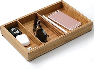 Wooden Valet Tray for Men – 12.2x7.9 in Acacia Catchall EDC Dump Tray wi...