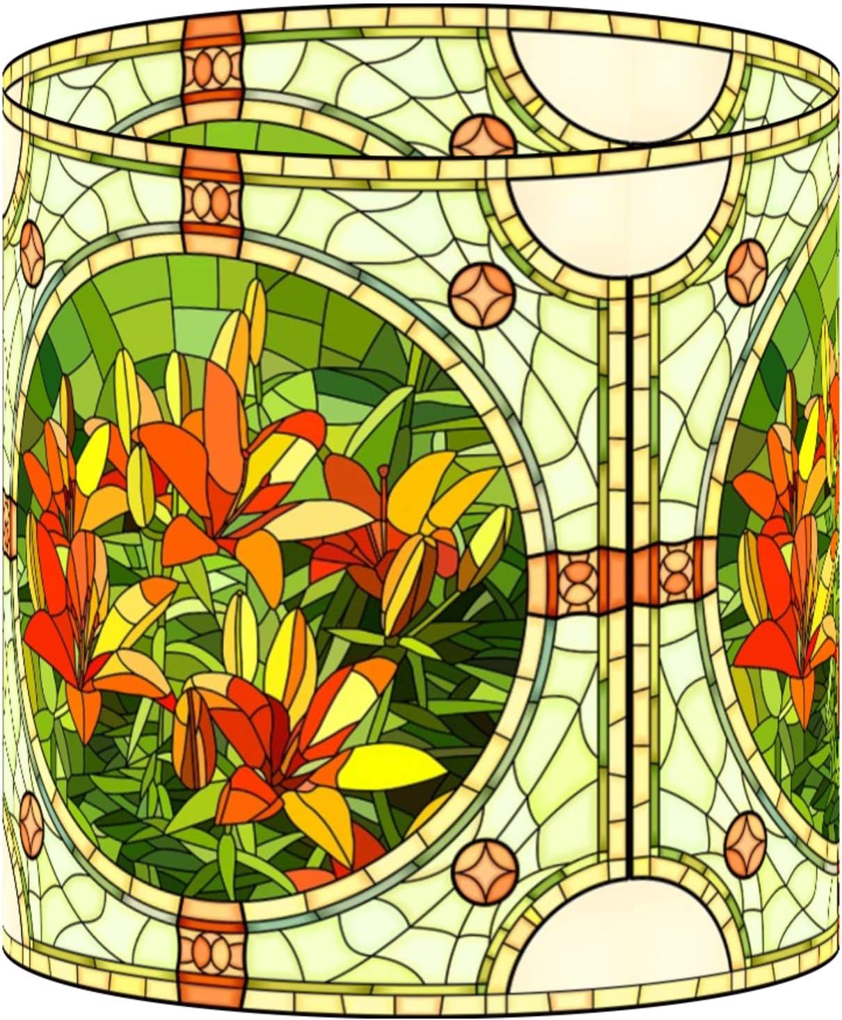 LampPix 10.00 Inch Table Lamp Shade Orange Flower Desk Lamp Custom