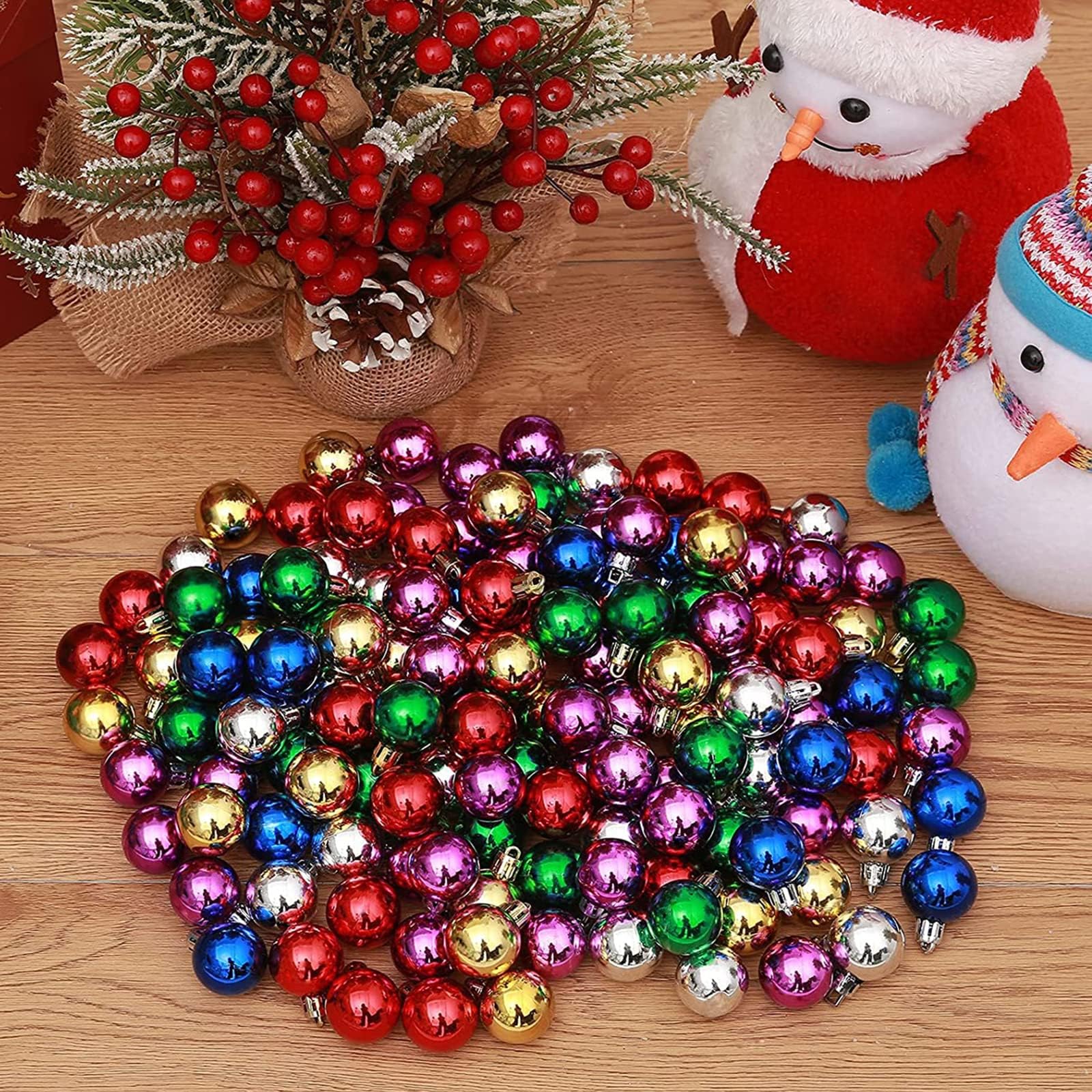 Petite Treasures Shiny Mini Glass Ball Ornaments .6in (15mm