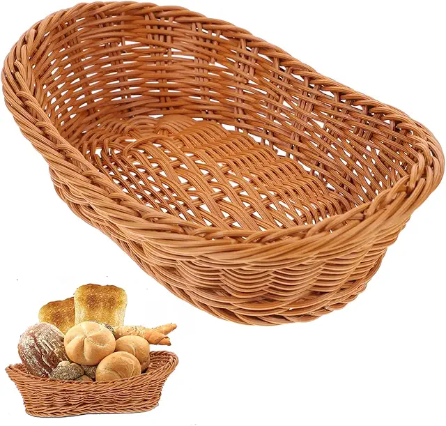 Cesto de Pan Ovalado Trenzado Juwacoo - Cesto Palha para Alimentos y Decoración