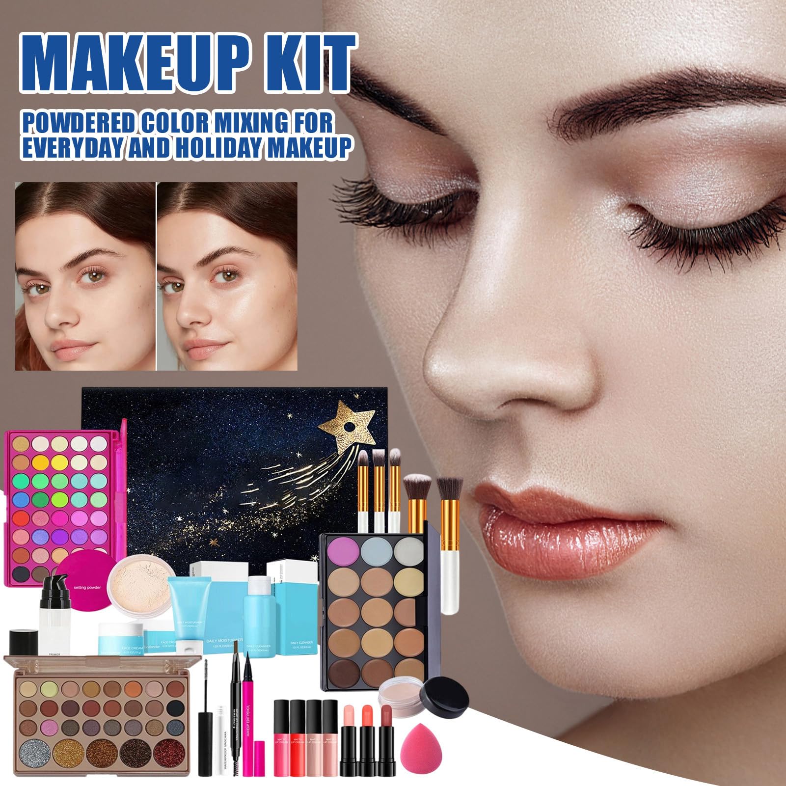 Juego de Maquillaje para Mujeres Juego De Maquillaje Facial Ligero Con | Set De Maquillaje Facial Para Novia Amiga Hermana Hija Familia Amigos Compañeros