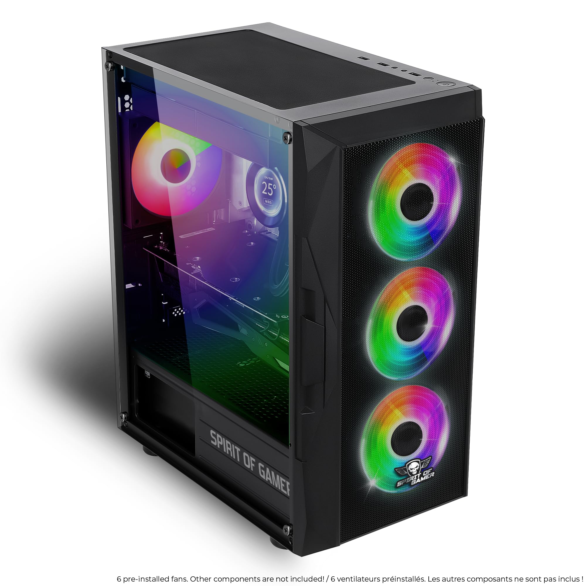 Gamer PC-Gehäuse, RGB, 6 Lüfter 120 mm ARGB inklusive