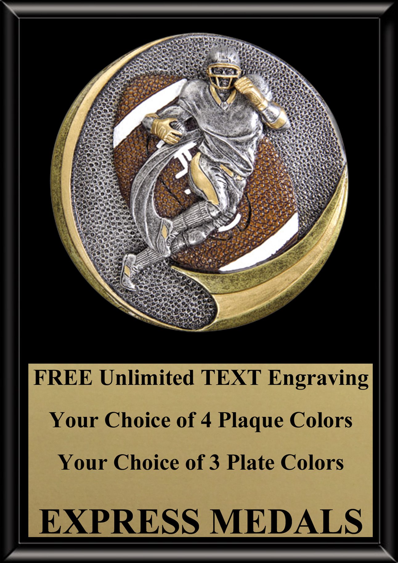 Express Medals 5 inch x 7 inch Football Plaque Trophy Award with Free Engraving