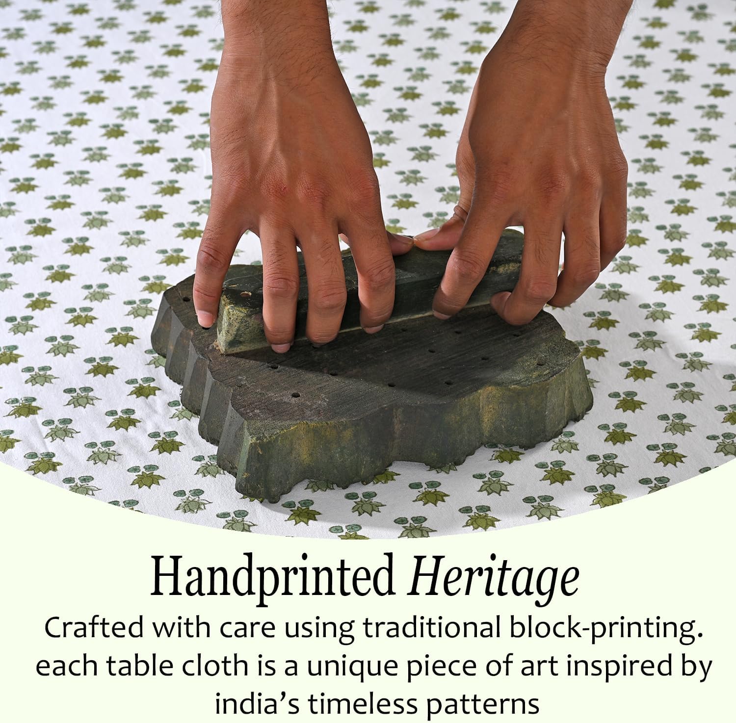 CPC Lotus Meadow Tablecloth 100% Cotton 60x60 Inch Indian Block Print Rectangle Table Cover, Table Cloth for Gifting in Weddings, Halloween, Fall, Christmas, Thanksgiving - Image 5