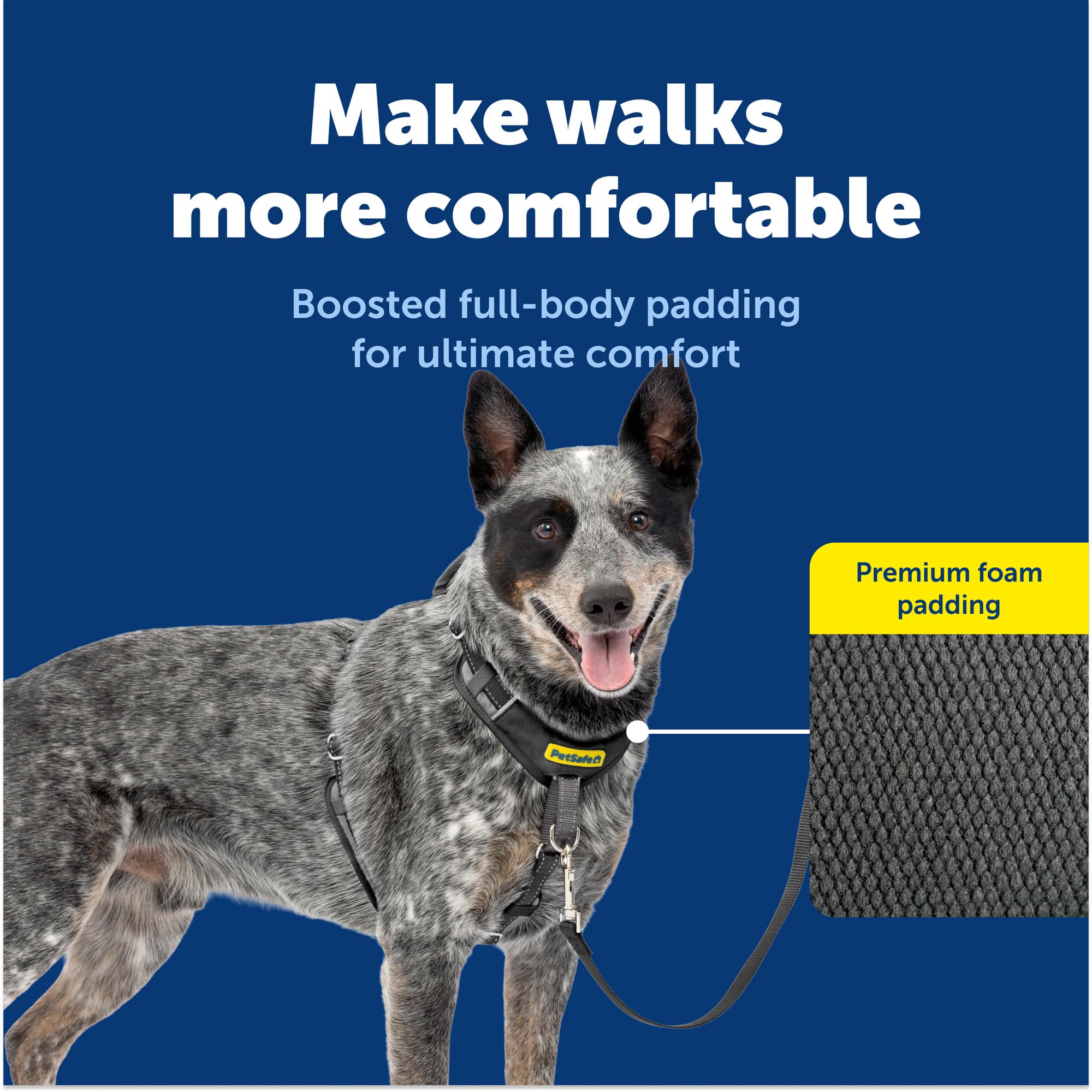 PetSafe Easy Walk Harnais Confortable Anti-Traction pour Chien Rembourrage intégral – Meilleure Marche Lors de la première Utilisation – 5 Points de réglage M/L Noir