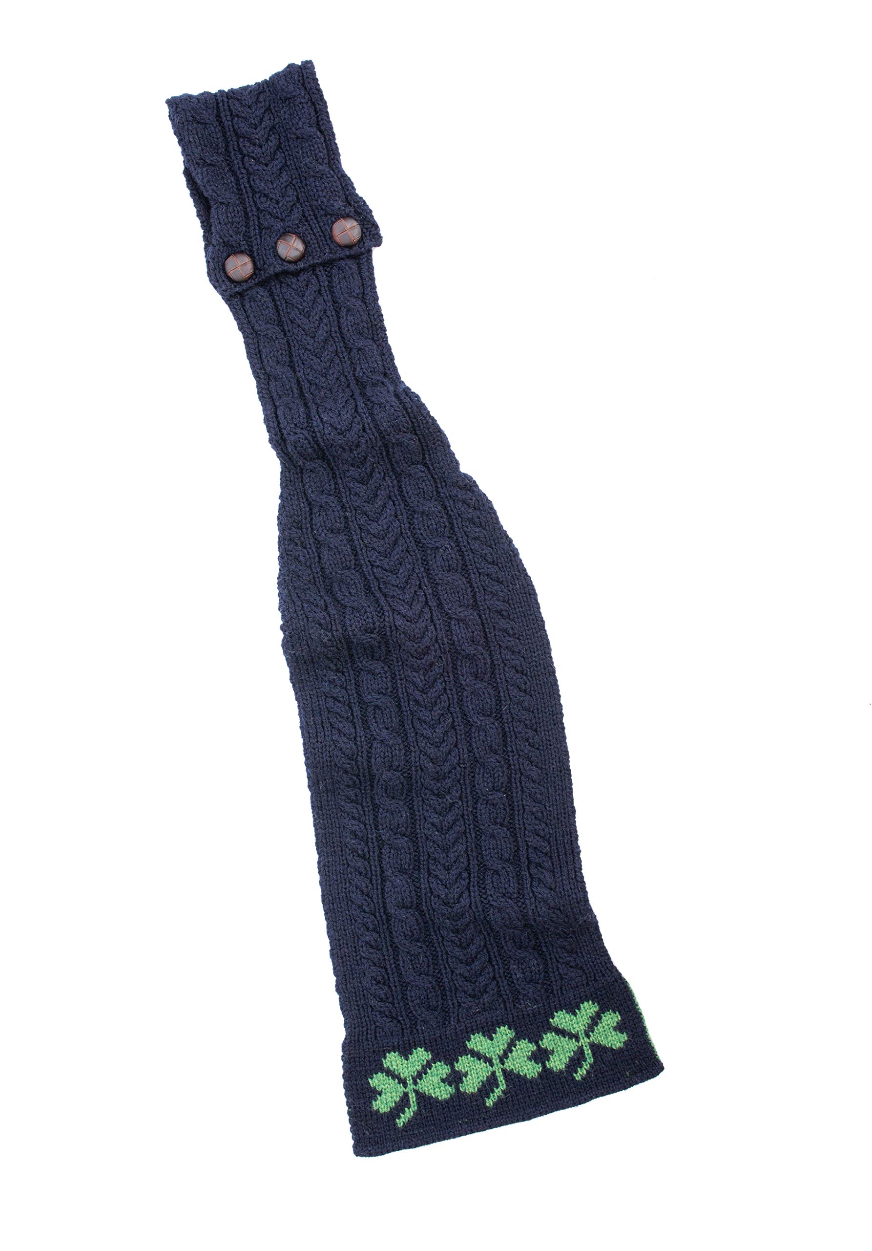 SAOL - Mujer - Bufanda Aran Loop con patrón de trébol - 100% lana merino - azul - Talla única