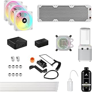 CORSAIR Hydro X Series iCUE LINK XH405i Custom Cooling Kit - Hardline Water Cooling Circuit - XC7 ELITE CPU Water Cooler - XD5 ELITE D5 Pump - 3x QX120 RGB Fans - White