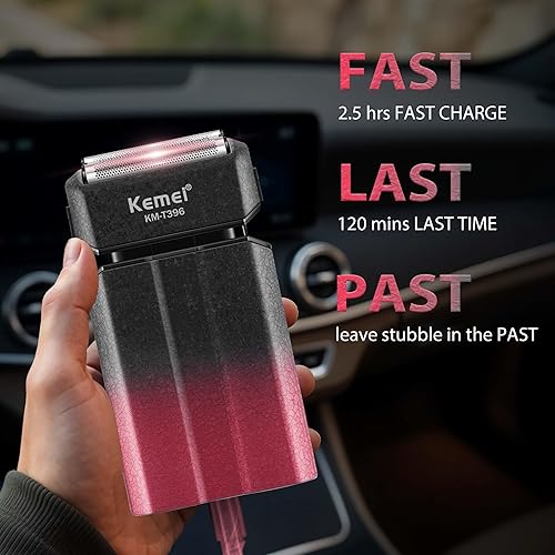 Miniatura 5 de KEMEI Maquinilla de afeitar eléctrica para hombres, afeitadoras, afeitadoras de aluminio, maquinillas de afeitar eléctricas para hombre para