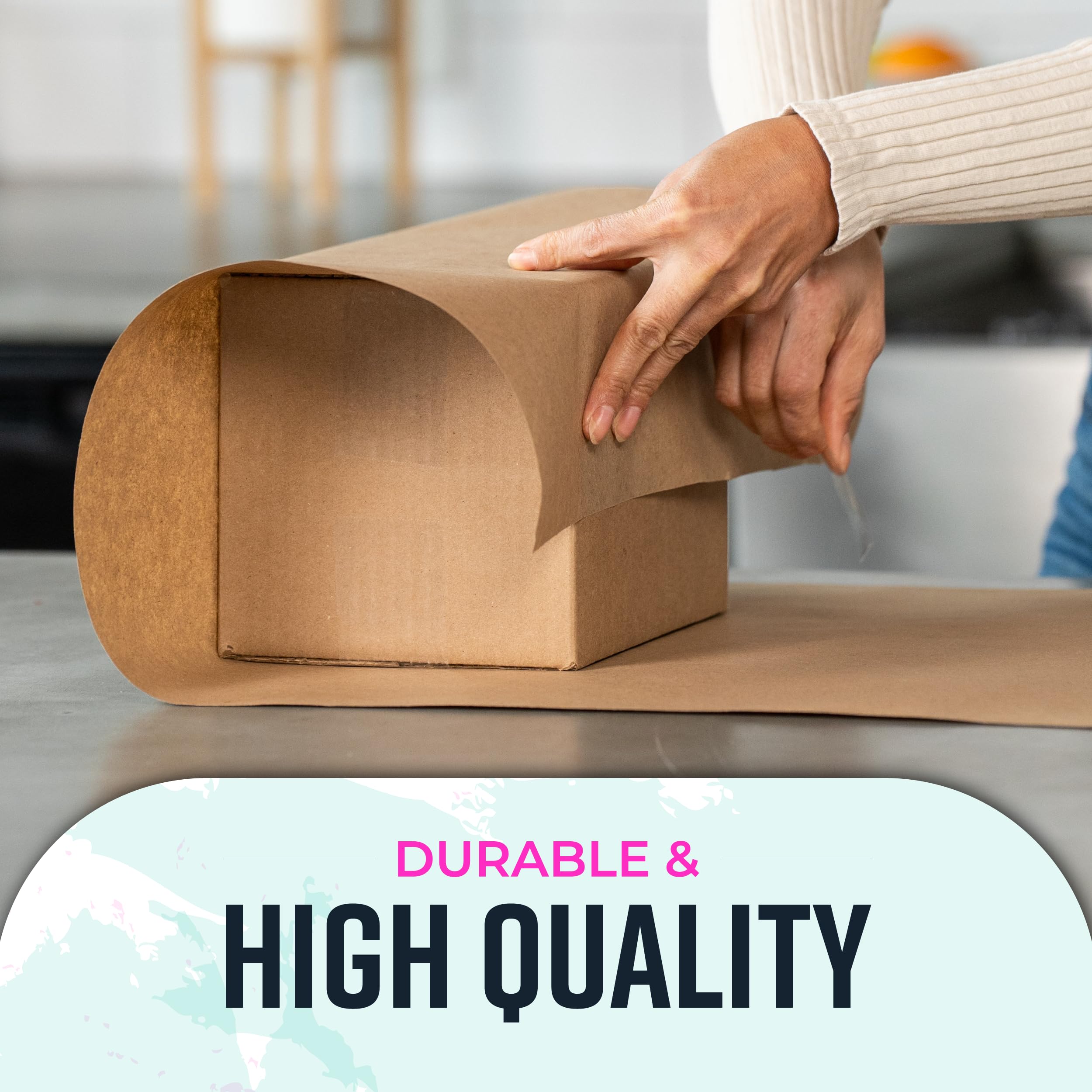 Bryco Goods Papel de embalaje kraft marrón de 48 x 2400 pulgadas, fabricado en Estados Unidos, versátil para diferentes proyectos de arte y manualidades, fija tus notas de trabajo o escuela, crea un