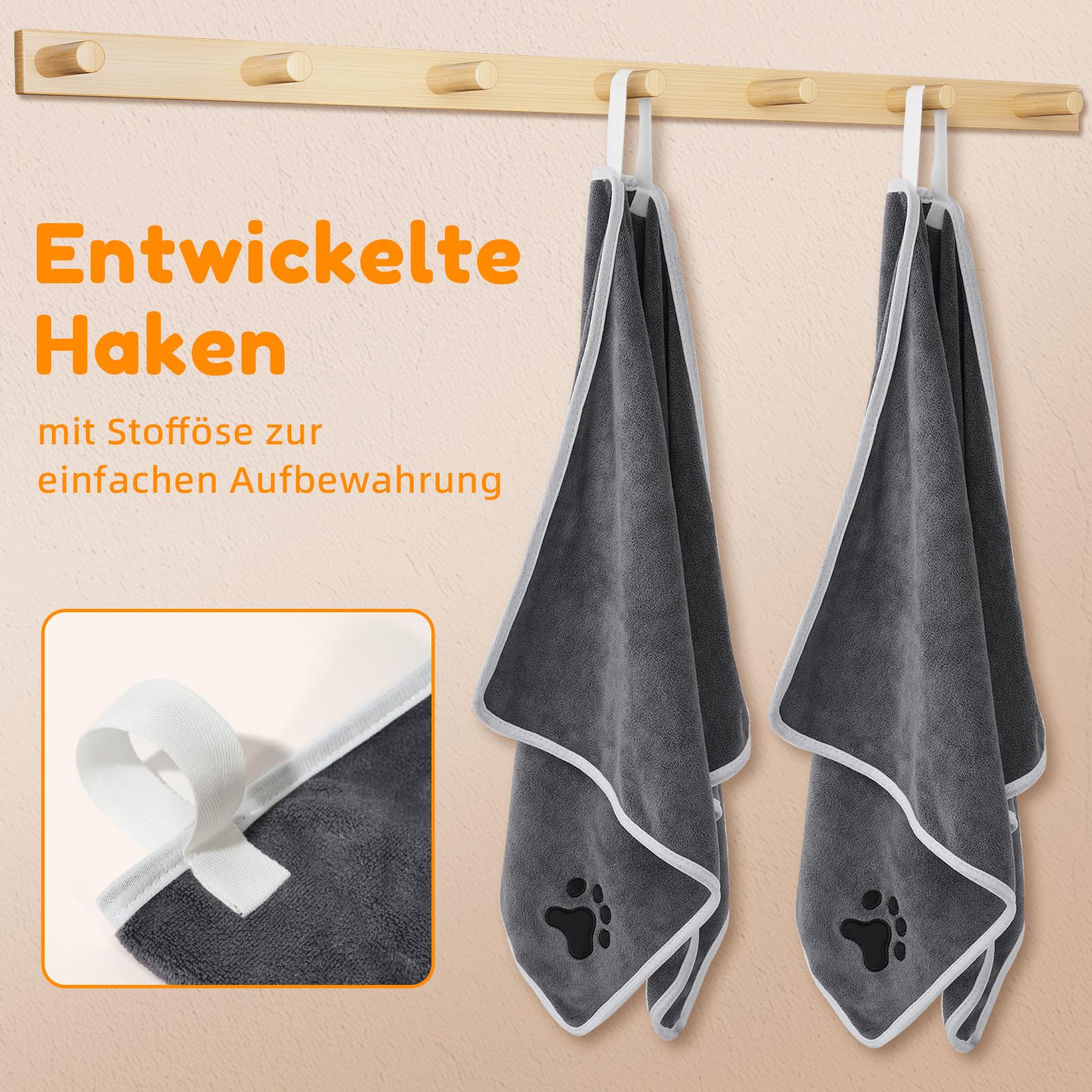 2er Set Hunde Handtuch extra saugfähig, Hundehandtücher aus Mikrofaser, Weich, Langlebig und Schnell Trocknend - Ideal für Kleine, Mittelgroße & Große Hunde