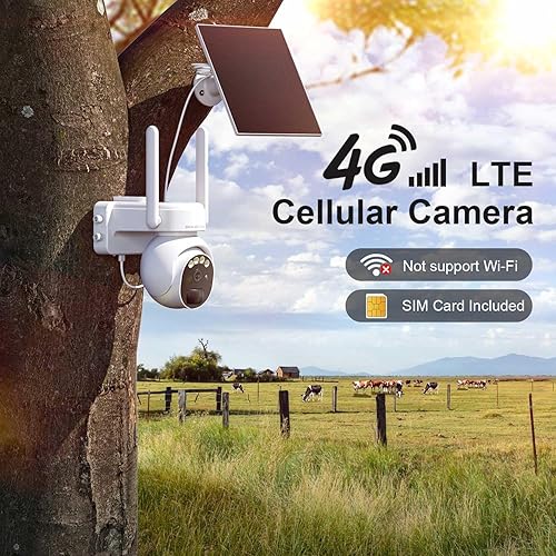 Miniatura 2 de HOSAFE.COM Cámara de seguridad celular 4G LTE inalámbrica al aire libre, sin cámara de seguridad WiFi con panel solar, cámara celular fuera de la