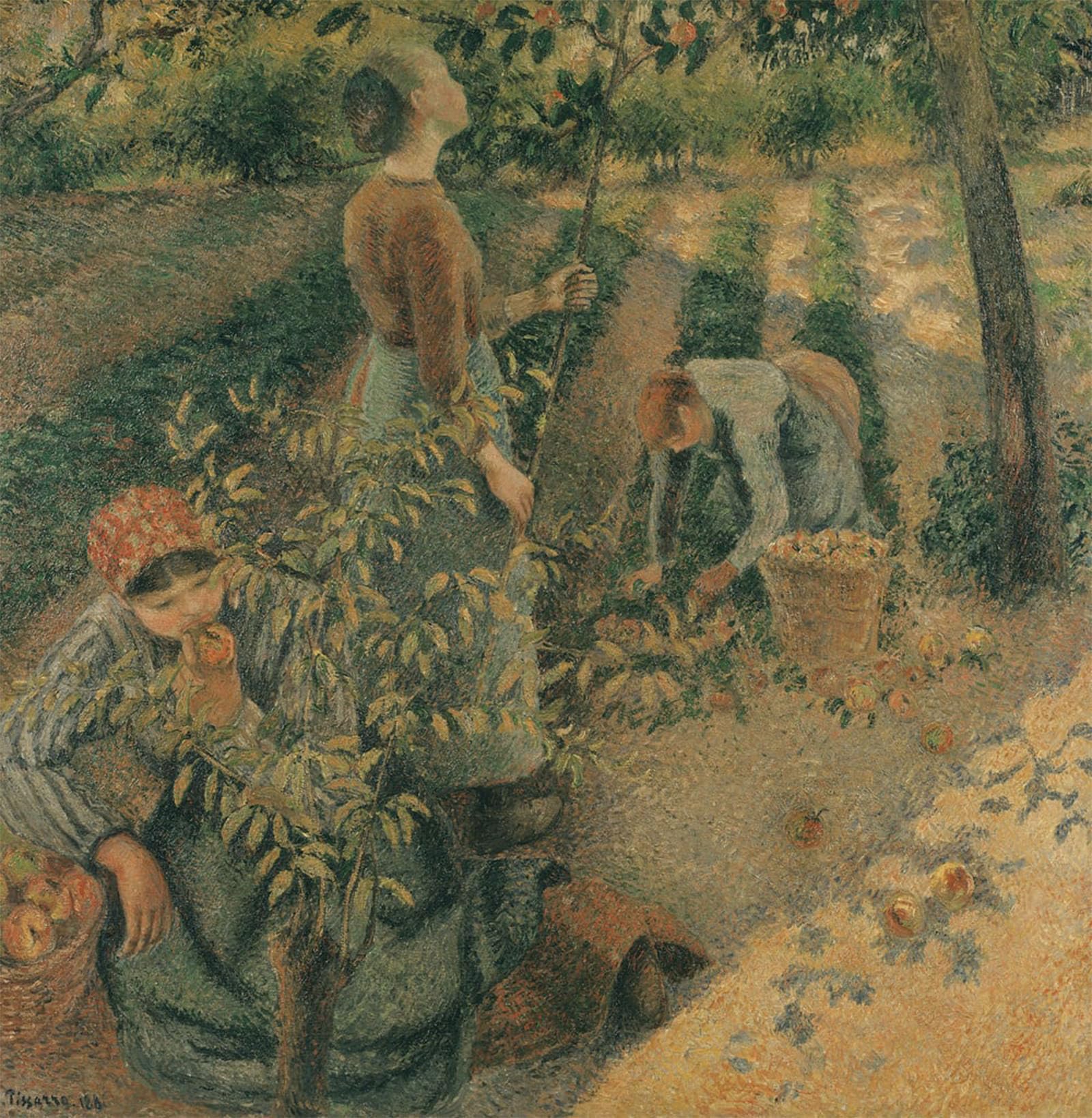 ARTXLXXBN Famous Painting Canvas Artwork Graffiti Print the Apple Pickers by Camille Jacob Pissarro Portrait Canvas Image for Home Decor 60x90cm